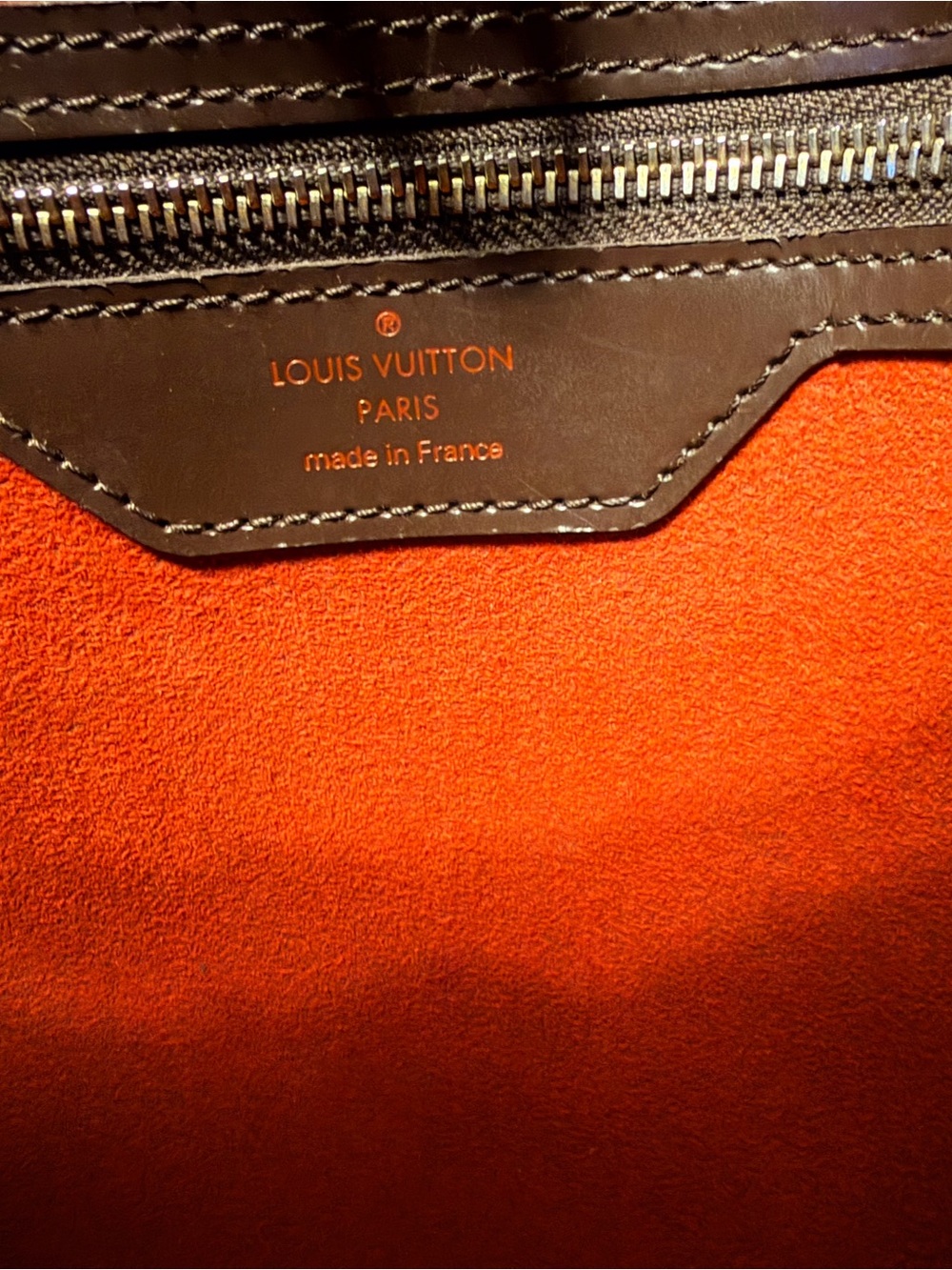 Vintage Louis Vuitton Brown Damier Ebene Hampstead MM Canvas Tote w/Gold Plaque - Picture 9 of 13